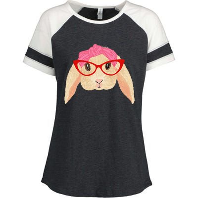 Cute Hipster Easter Bunny For Twins Siblings Enza Ladies Jersey Colorblock Tee