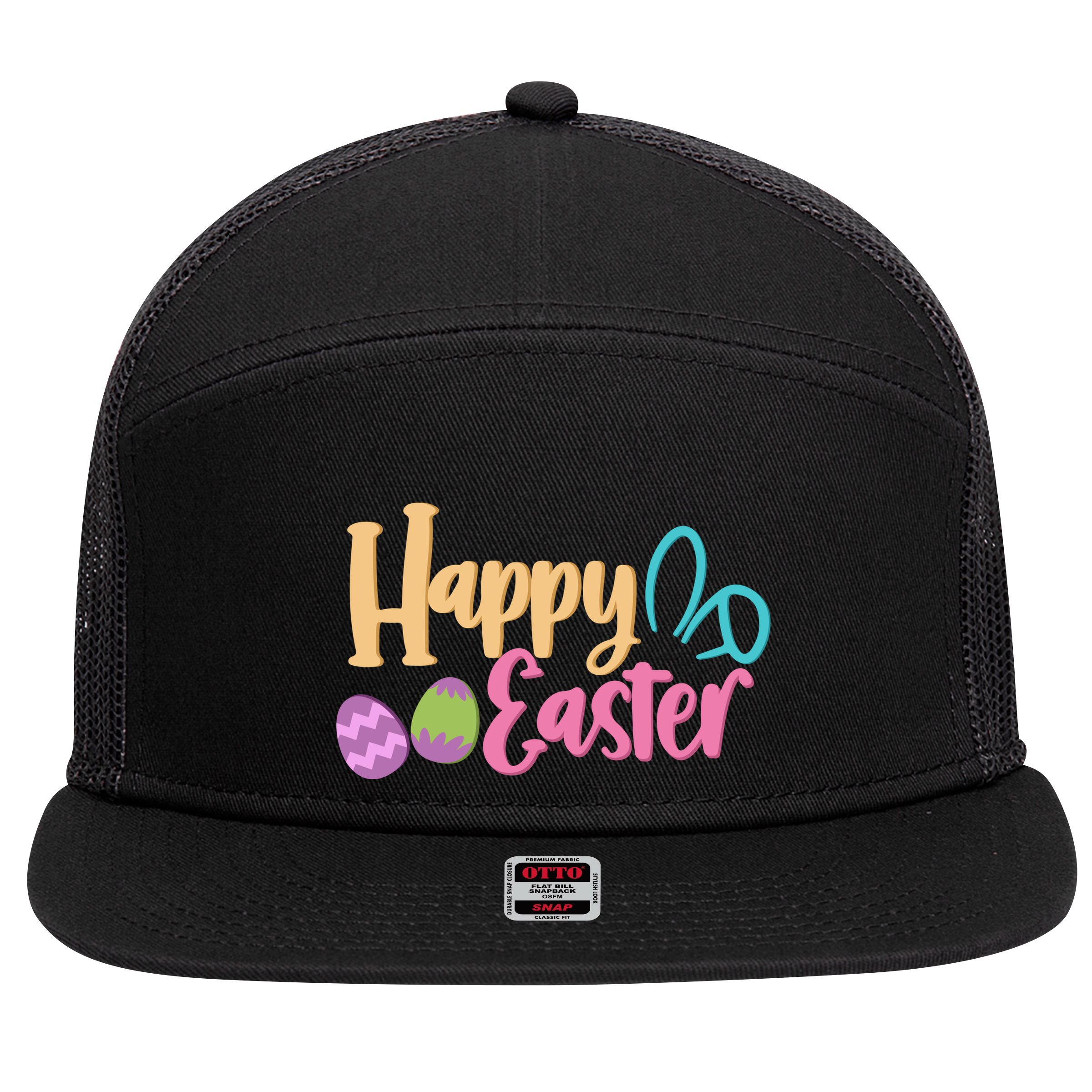 Cute Happy Easter Bunny Egg 7 Panel Mesh Trucker Snapback Hat