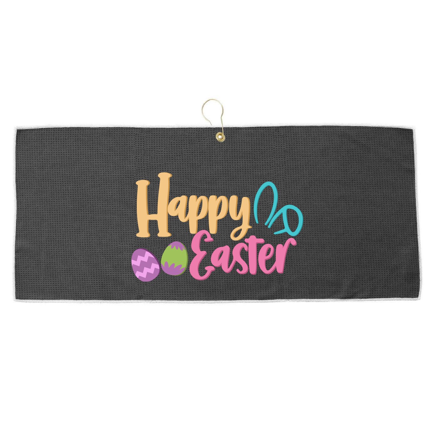 Cute Happy Easter Bunny Egg Large Microfiber Waffle Golf Towel