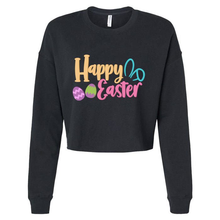 Cute Happy Easter Bunny Egg Cropped Pullover Crew