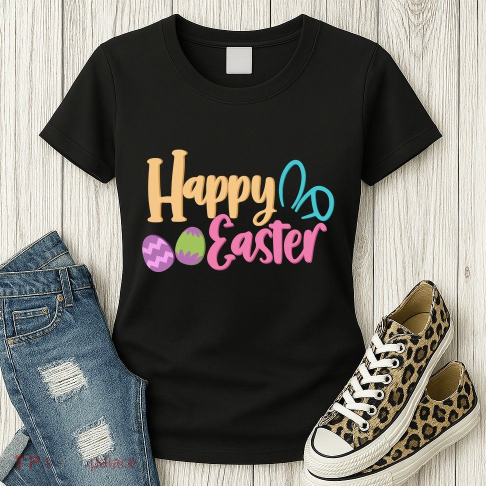 Cute Happy Easter Bunny Egg Womens T-Shirt