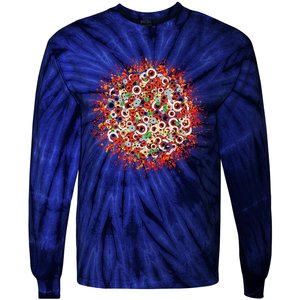 Creepy Halloween Eyeballs Funny Scary Spooky Eyeball Party Tie-Dye Long Sleeve Shirt