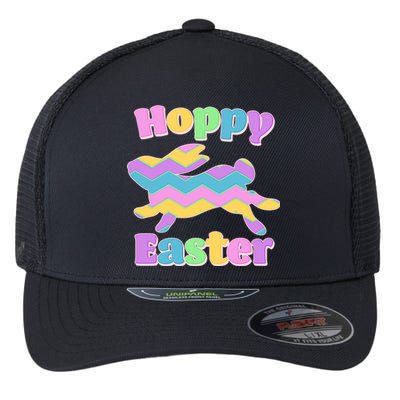 Cute Hoppy Easter Colorful Easter Bunny Flexfit Unipanel Trucker Cap