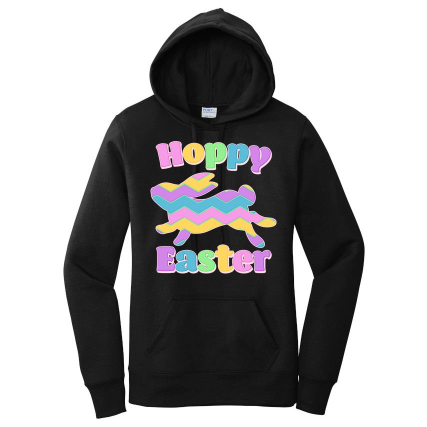 Cute Hoppy Easter Colorful Easter Bunny Women's Pullover Hoodie