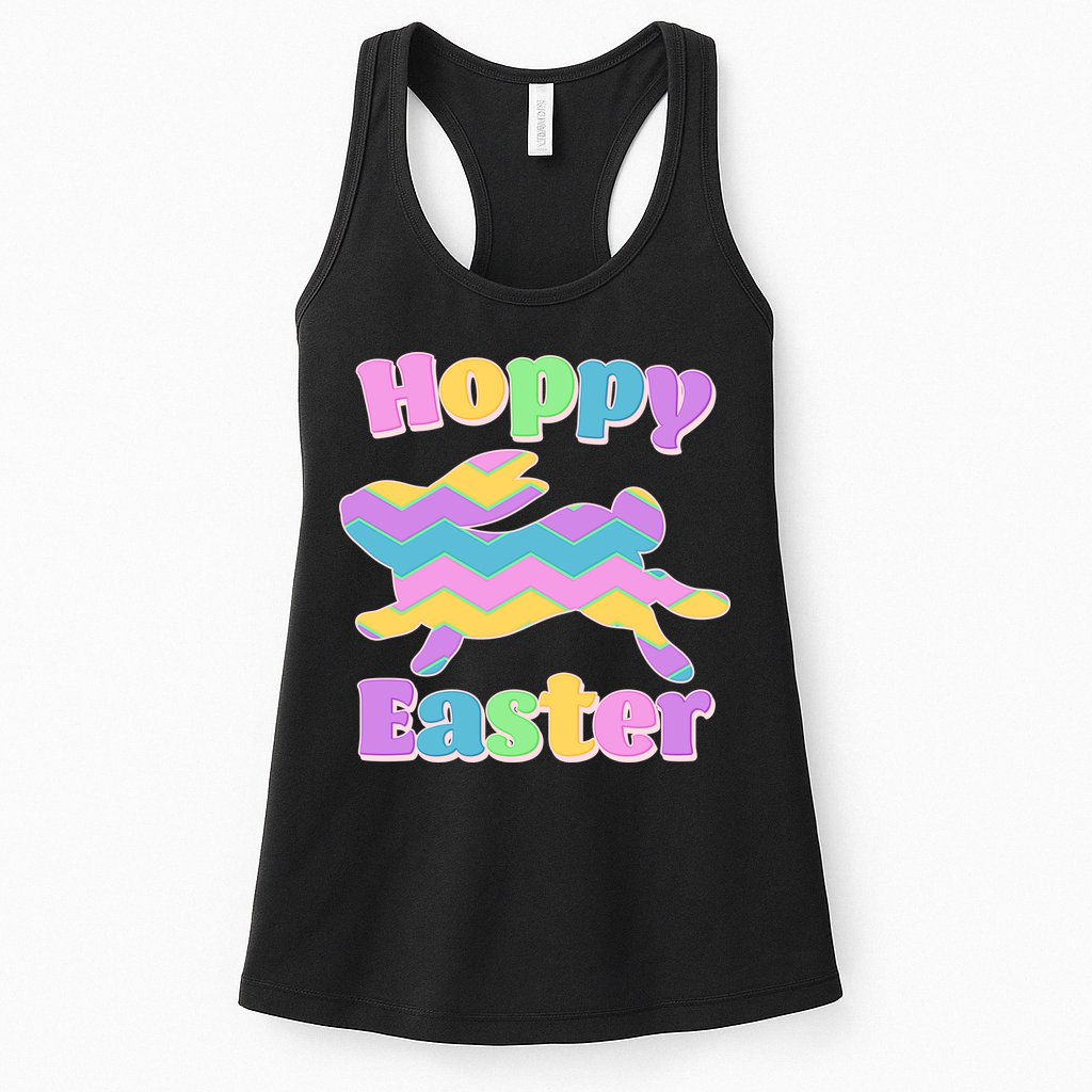 Cute Hoppy Easter Colorful Easter Bunny Womens Tank Top