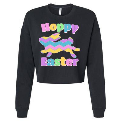 Cute Hoppy Easter Colorful Easter Bunny Cropped Pullover Crew