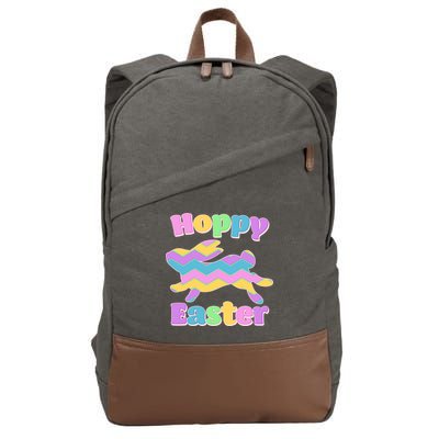 Cute Hoppy Easter Colorful Easter Bunny Cotton Canvas Backpack