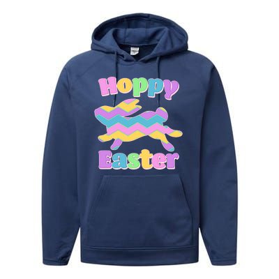 Cute Hoppy Easter Colorful Easter Bunny Performance Fleece Hoodie