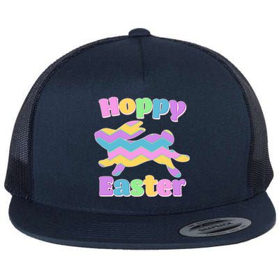 Cute Hoppy Easter Colorful Easter Bunny Flat Bill Trucker Hat