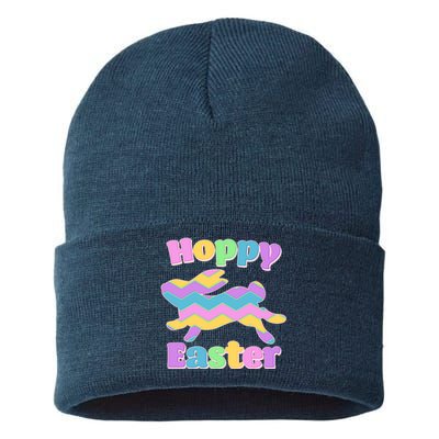 Cute Hoppy Easter Colorful Easter Bunny Sustainable Knit Beanie