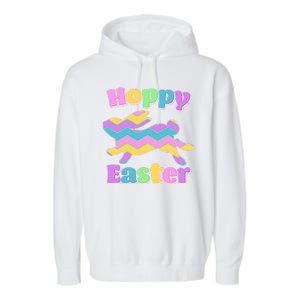 Cute Hoppy Easter Colorful Easter Bunny Garment-Dyed Fleece Hoodie