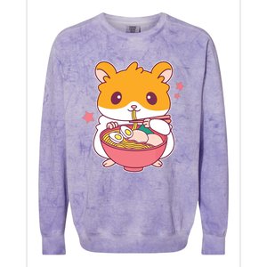 Cute Hamster Eating Ramen Hamster Lovers Colorblast Crewneck Sweatshirt