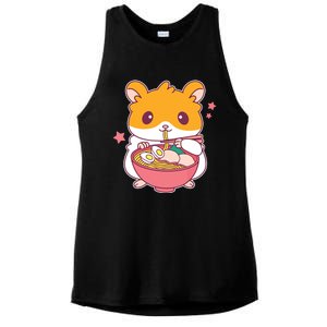 Cute Hamster Eating Ramen Hamster Lovers Ladies PosiCharge Tri-Blend Wicking Tank