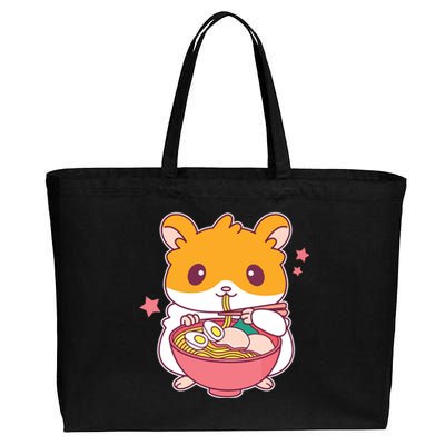 Cute Hamster Eating Ramen Hamster Lovers Cotton Canvas Jumbo Tote