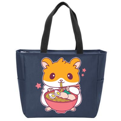 Cute Hamster Eating Ramen Hamster Lovers Zip Tote Bag