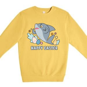 Cute Happy Easter Day Egg Hunt Orca Shark Funny Gift Premium Crewneck Sweatshirt