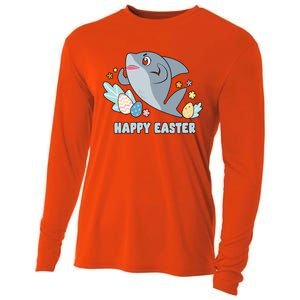 Cute Happy Easter Day Egg Hunt Orca Shark Funny Gift Cooling Performance Long Sleeve Crew