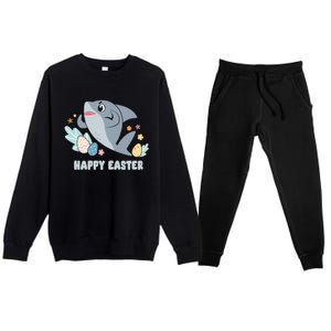 Cute Happy Easter Day Egg Hunt Orca Shark Funny Gift Premium Crewneck Sweatsuit Set