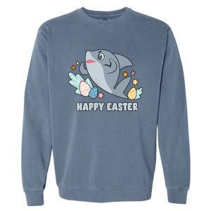 Cute Happy Easter Day Egg Hunt Orca Shark Funny Gift Garment-Dyed Sweatshirt