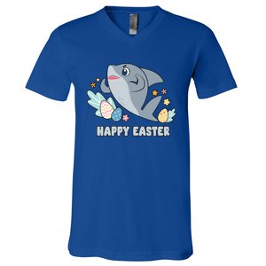 Cute Happy Easter Day Egg Hunt Orca Shark Funny Gift V-Neck T-Shirt