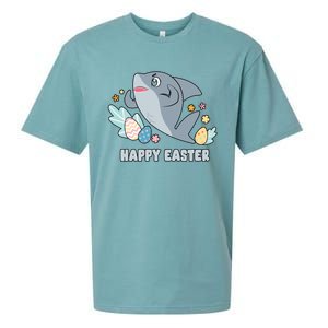 Cute Happy Easter Day Egg Hunt Orca Shark Funny Gift Sueded Cloud Jersey T-Shirt