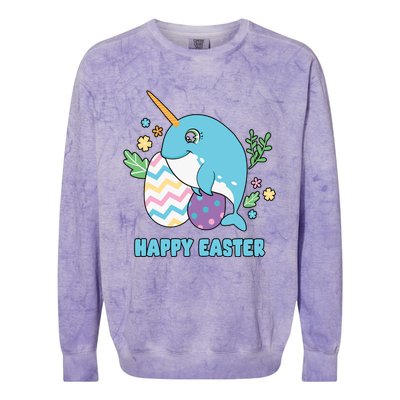 Cute Happy Easter Day Egg Hunter Orca Whale Gift Colorblast Crewneck Sweatshirt