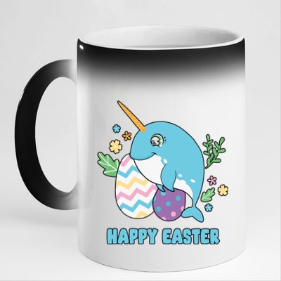 Cute Happy Easter Day Egg Hunter Orca Whale Gift 11oz Black Color Changing Mug