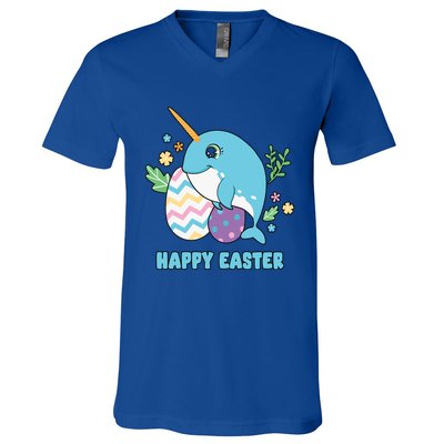 Cute Happy Easter Day Egg Hunter Orca Whale Gift V-Neck T-Shirt