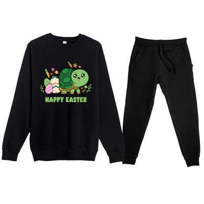 Cute Happy Easter Day Egg Hunter Turtle Cute Gift Premium Crewneck Sweatsuit Set