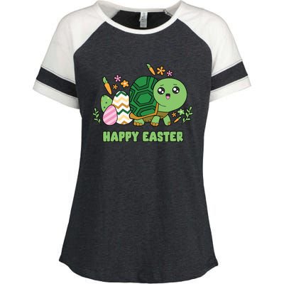 Cute Happy Easter Day Egg Hunter Turtle Cute Gift Enza Ladies Jersey Colorblock Tee