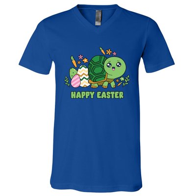 Cute Happy Easter Day Egg Hunter Turtle Cute Gift V-Neck T-Shirt