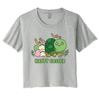 Cute Happy Easter Day Egg Hunter Turtle Cute Gift Women's Crop Top Tee