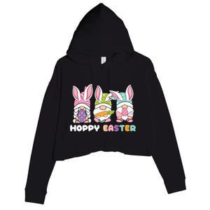 Cute Hoppy Easter Day Egg Hunter Gnomes Great Gift Crop Fleece Hoodie