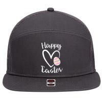 Cute Happy Easter Heart Pastel Easter Outfit Premium 7 Panel Mesh Trucker Snapback Hat