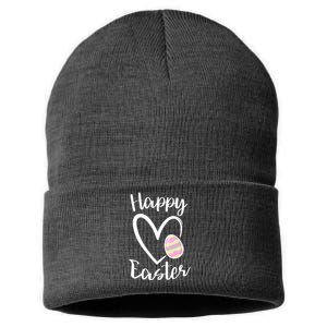 Cute Happy Easter Heart Pastel Easter Outfit Premium Sustainable Knit Beanie