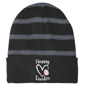 Cute Happy Easter Heart Pastel Easter Outfit Premium Striped Beanie with Solid Band