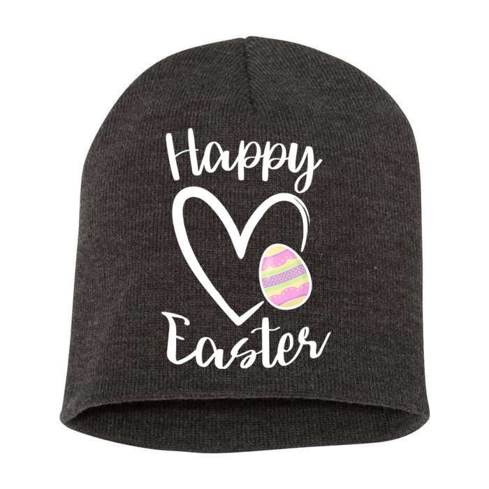 Cute Happy Easter Heart Pastel Easter Outfit Premium Short Acrylic Beanie