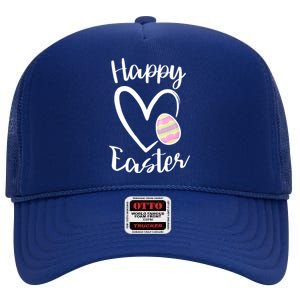 Cute Happy Easter Heart Pastel Easter Outfit Premium High Crown Mesh Back Trucker Hat