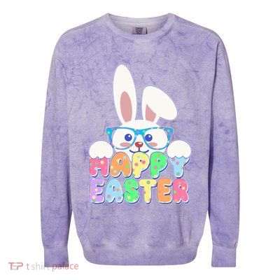 Cute Happy Easter Bunny Rabbit With Glasses Colorblast Crewneck Sweatshirt