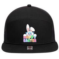 Cute Happy Easter Bunny Rabbit With Glasses 7 Panel Mesh Trucker Snapback Hat