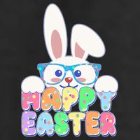 Cute Happy Easter Bunny Rabbit With Glasses 7 Panel Mesh Trucker Snapback Hat