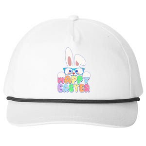 Cute Happy Easter Bunny Rabbit With Glasses Snapback Five-Panel Rope Hat