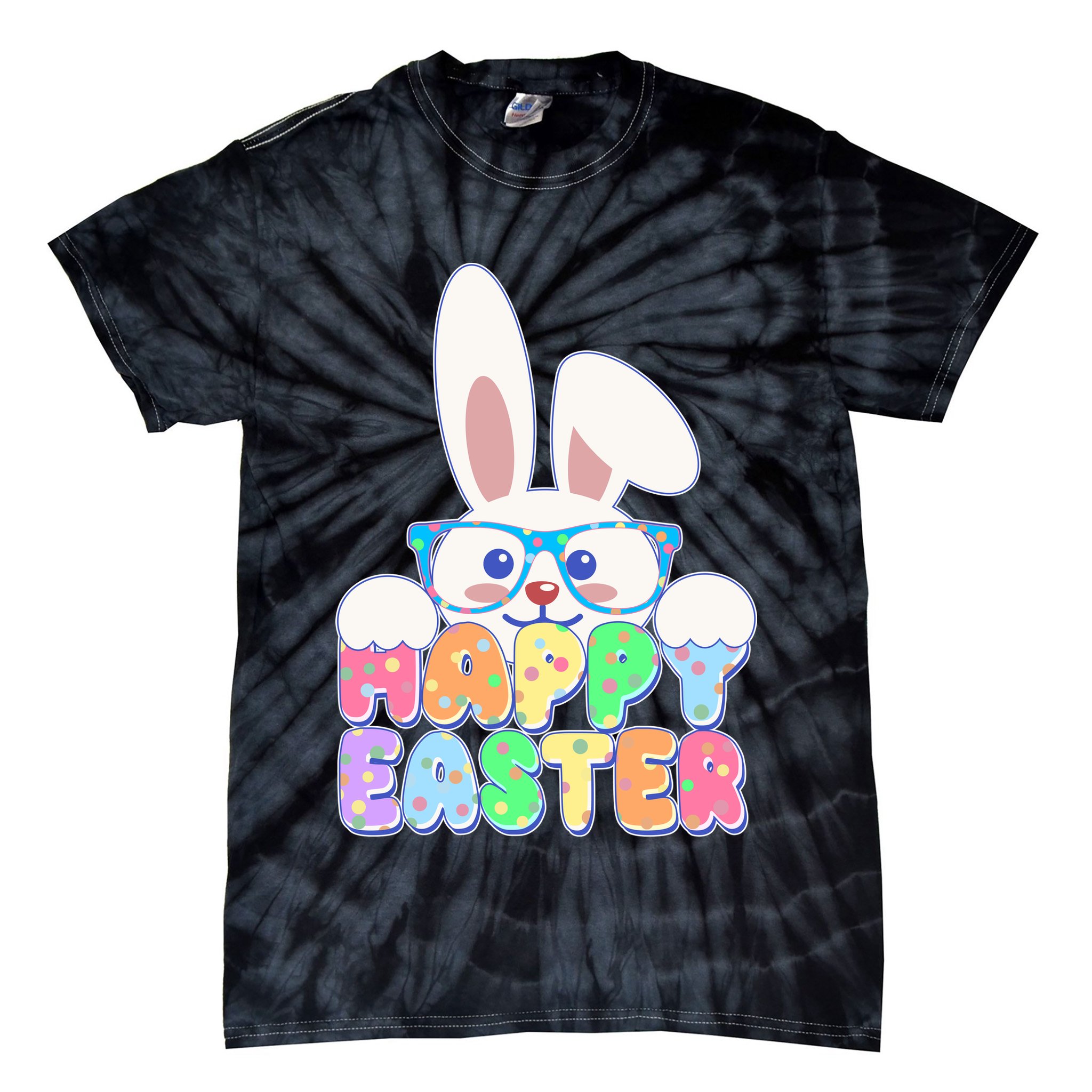 Cute Happy Easter Bunny Rabbit With Glasses Tie-Dye T-Shirt