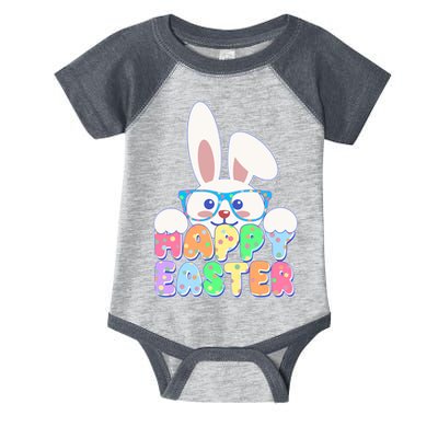 Cute Happy Easter Bunny Rabbit With Glasses Infant Baby Jersey Bodysuit