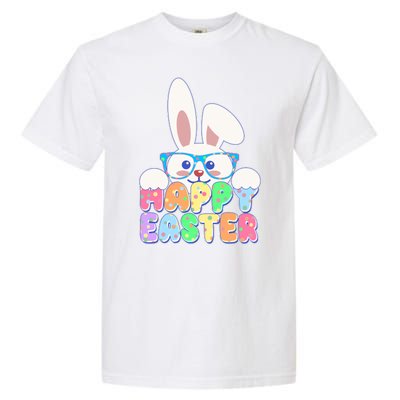 Cute Happy Easter Bunny Rabbit With Glasses Garment-Dyed Heavyweight T-Shirt