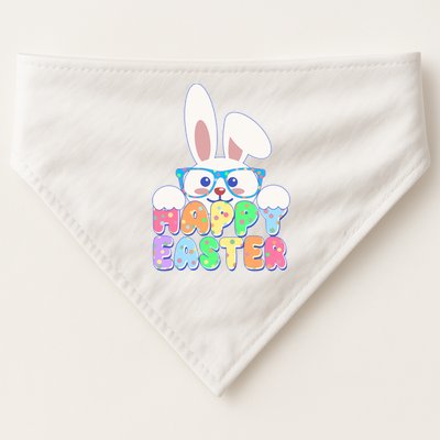 Cute Happy Easter Bunny Rabbit With Glasses USA-Made Doggie Bandana