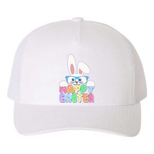 Cute Happy Easter Bunny Rabbit With Glasses Yupoong Adult 5-Panel Trucker Hat