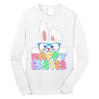 Cute Happy Easter Bunny Rabbit With Glasses Long Sleeve Shirt