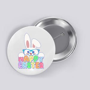 Cute Happy Easter Bunny Rabbit With Glasses Button