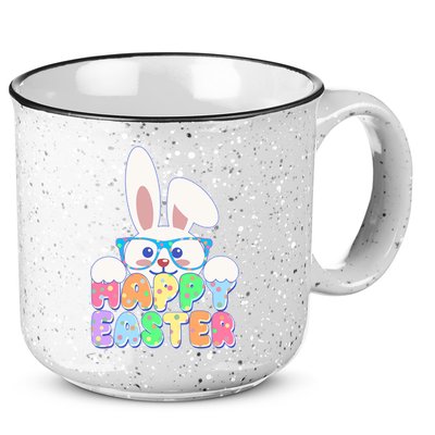 Cute Happy Easter Bunny Rabbit With Glasses 15oz Campfire Ceramic Mug